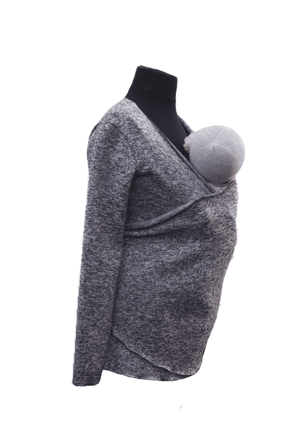 Zavinovací sveter teplejšia varianta Angel wings na nosenie detí/ sivá