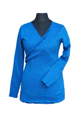 Zavinovací sveter teplejšia varianta Angel wings na nosenie detí/ modrá