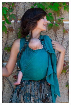 Šatka ELLEVILL na nosenie detí/ vzor PAISLEY Smaragd